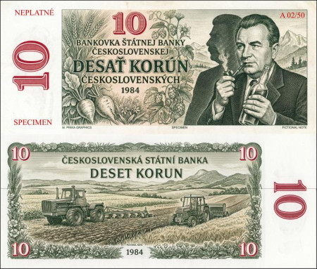 Československo 10 korún 1984 Gottwald satira (súkromné vydanie)